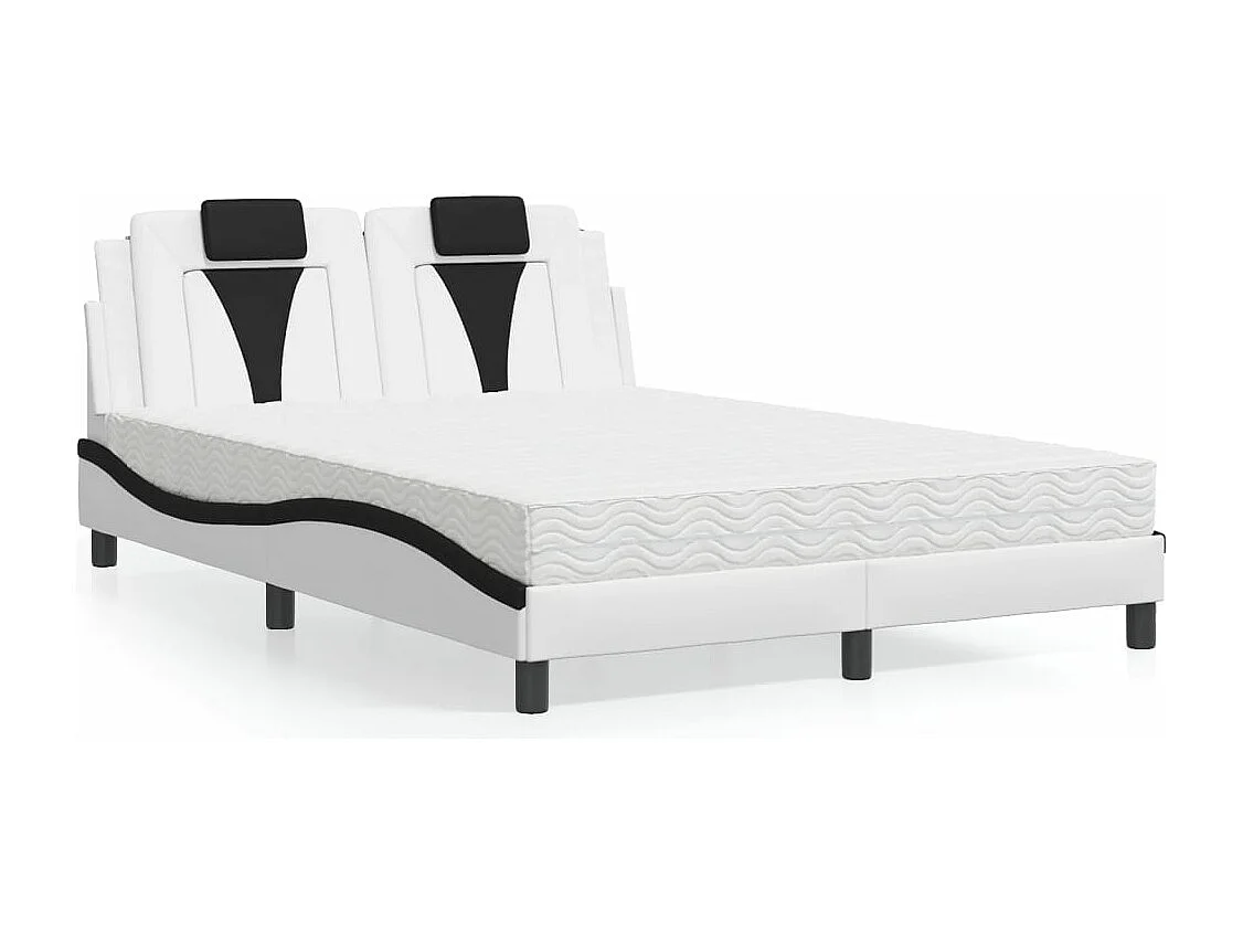 Lit Viana avec matelas blanc et noir 140x200 cm similicuir