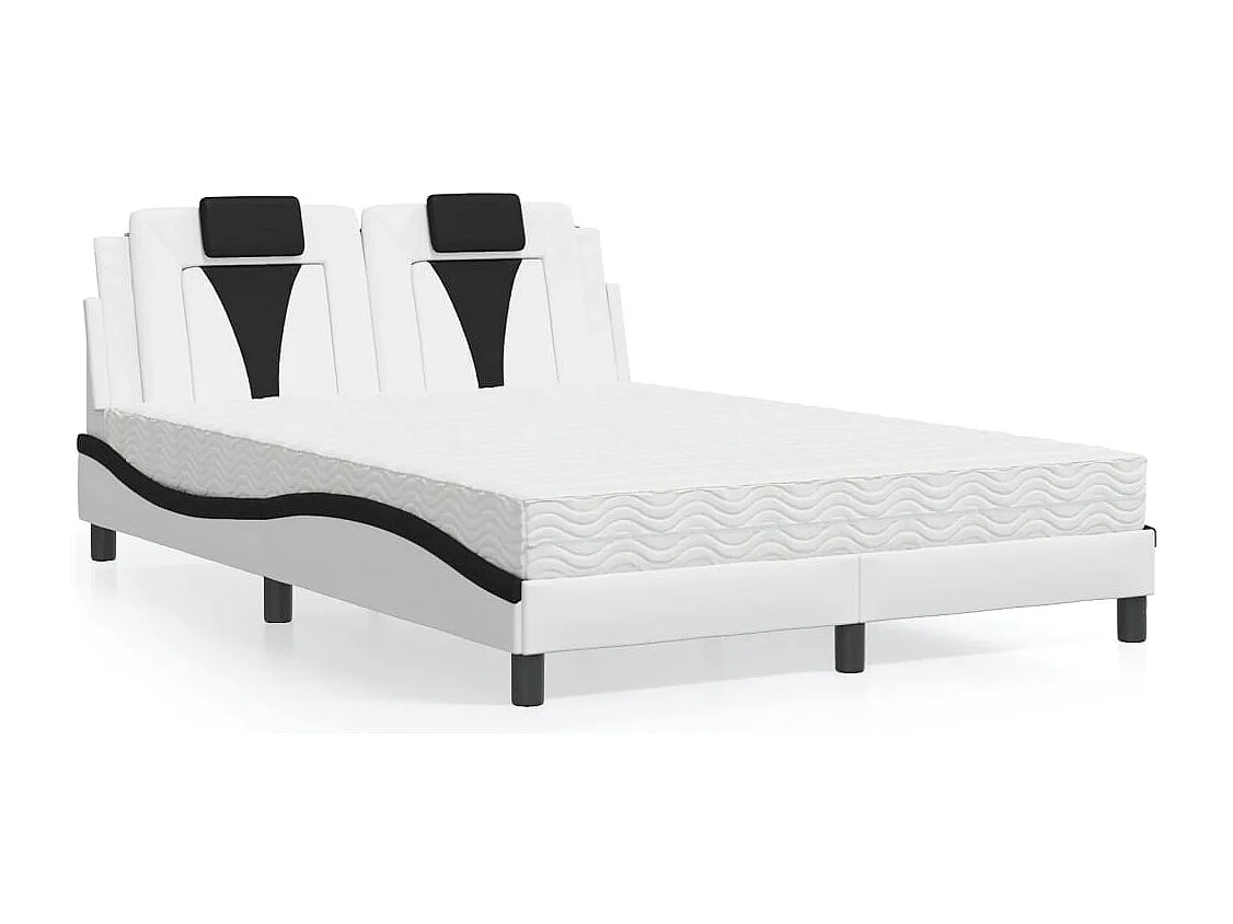 Letto Viana con Materasso Bianco e Nero 140x200 cm in Similpelle