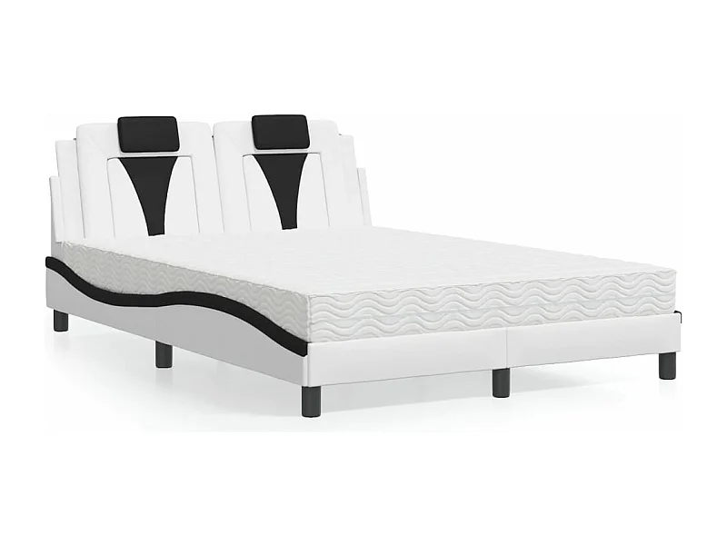 Lit Viana avec matelas blanc et noir 140x200 cm similicuir