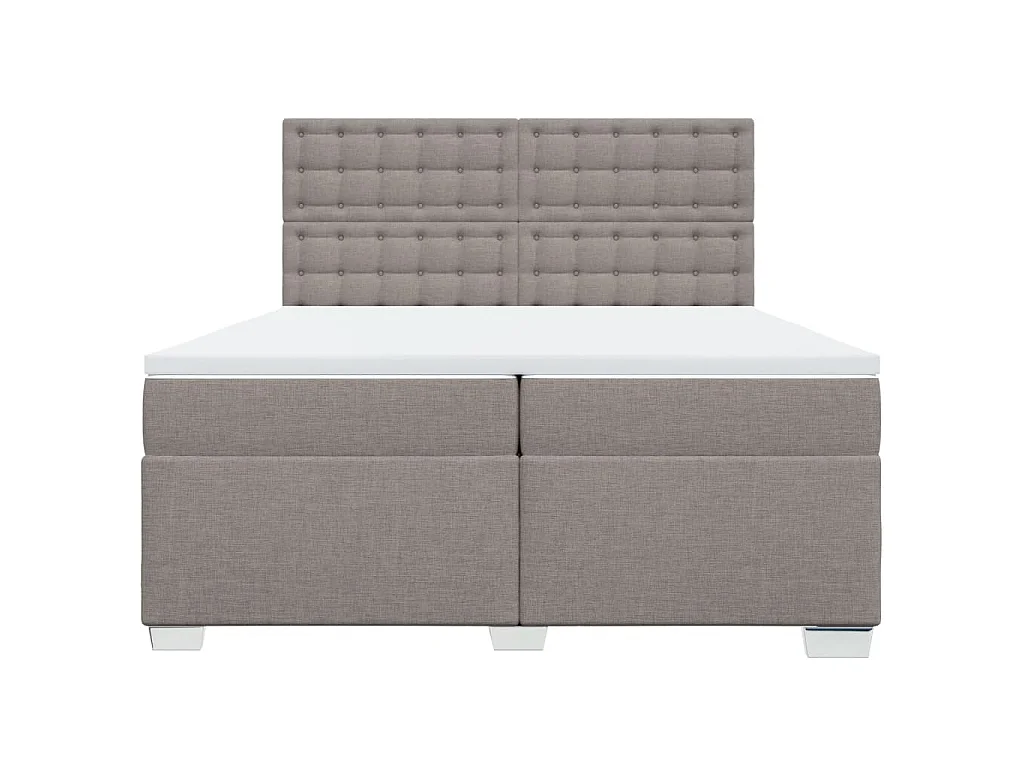 Cama box spring con colchón tela gris taupe 200x200 cm