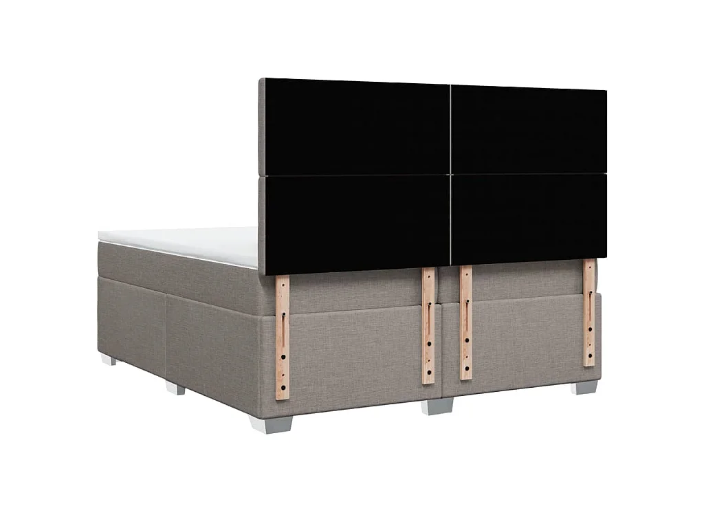 Cama box spring con colchón tela gris taupe 200x200 cm