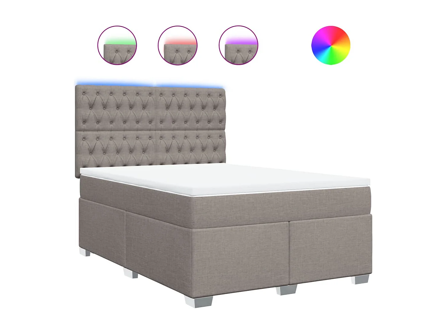 Sommier à lattes de lit avec matelas Taupe 140x200 cm Tissu