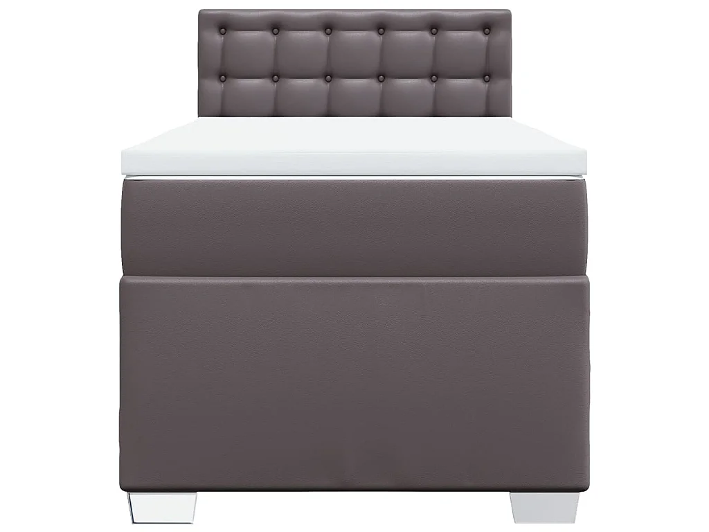 Boxspring met matras kunstleer grijs 90x190 cm