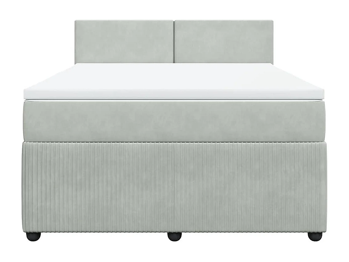 Sommier à lattes de lit et matelas Gris clair 160x200cm Velours