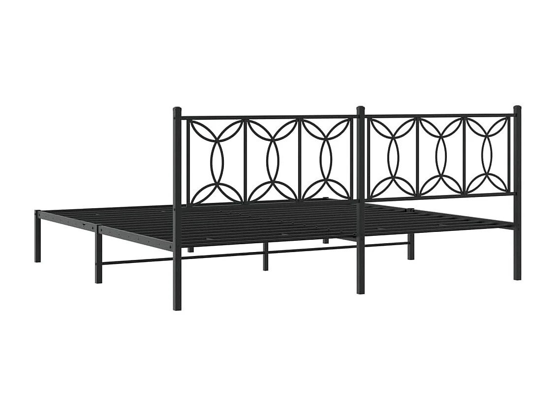 Cadre de lit métal sans matelas avec tête de lit noir 200x200cm