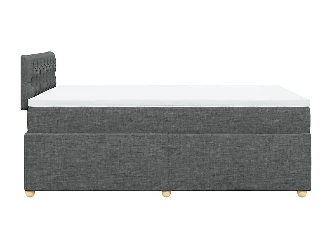 Cama box spring con colchón tela gris oscuro 120x200 cm