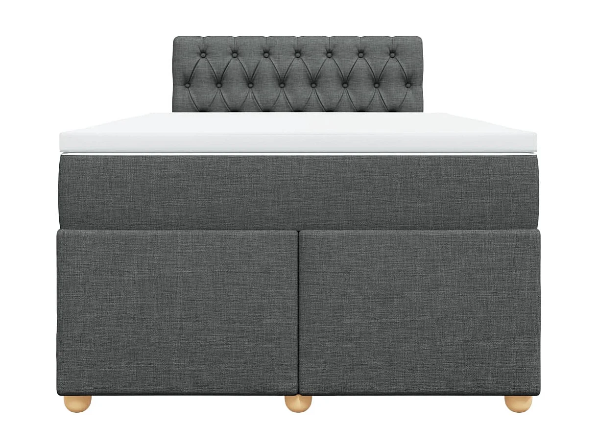 Cama box spring con colchón tela gris oscuro 120x200 cm