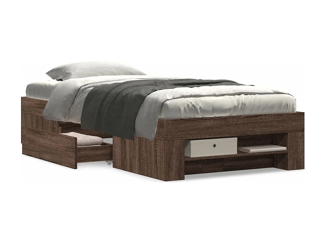 Cadre de lit sans matelas chêne marron 90x200cm bois ingénierie