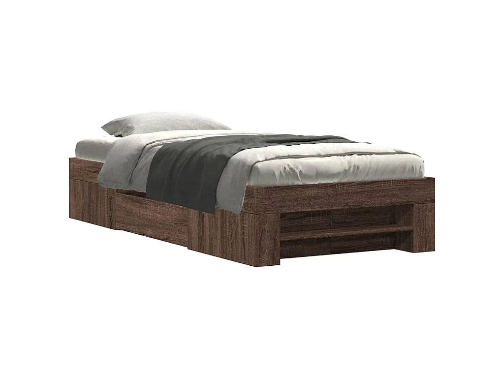 Cadre de lit sans matelas chêne marron 90x200cm bois ingénierie