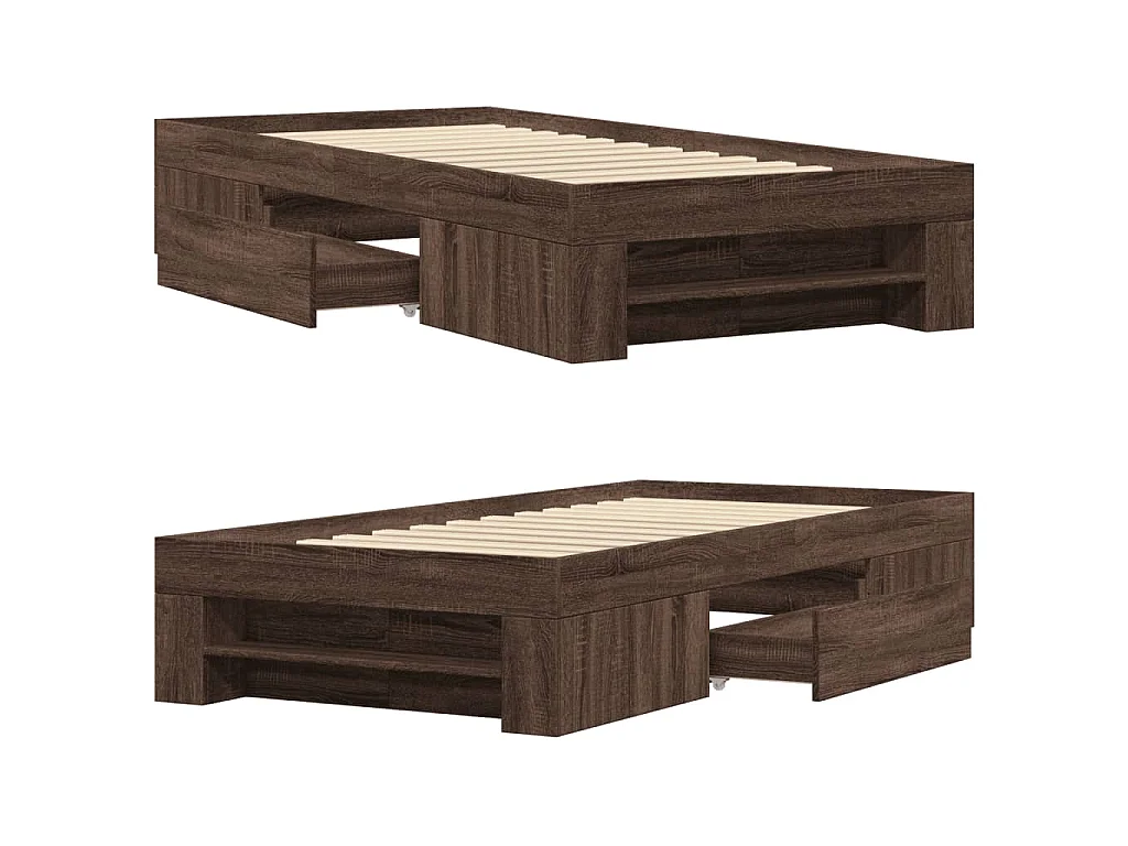 Cadre de lit sans matelas chêne marron 90x200cm bois ingénierie