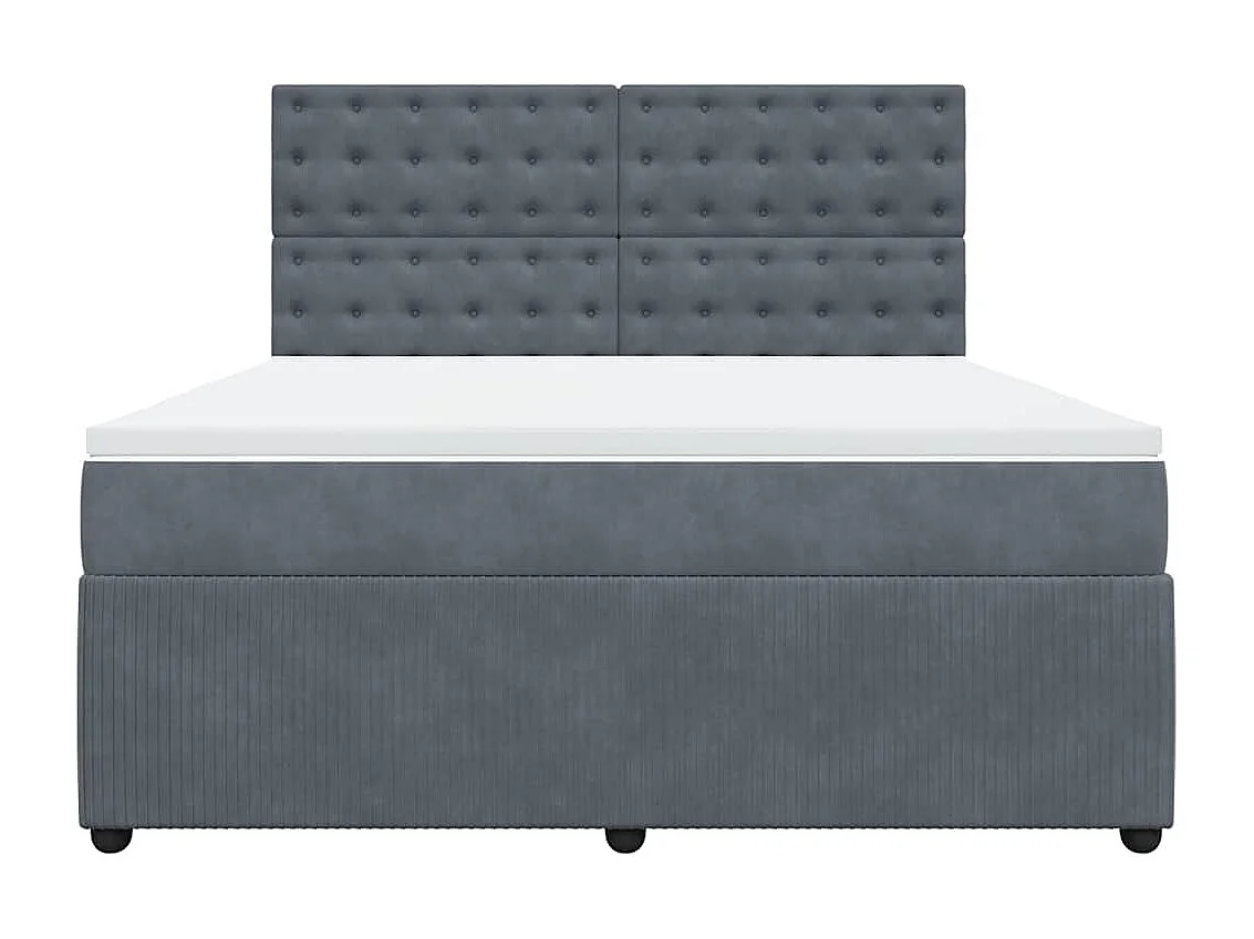 Sommier à lattes de lit et matelas Gris foncé 180x200cm Velours