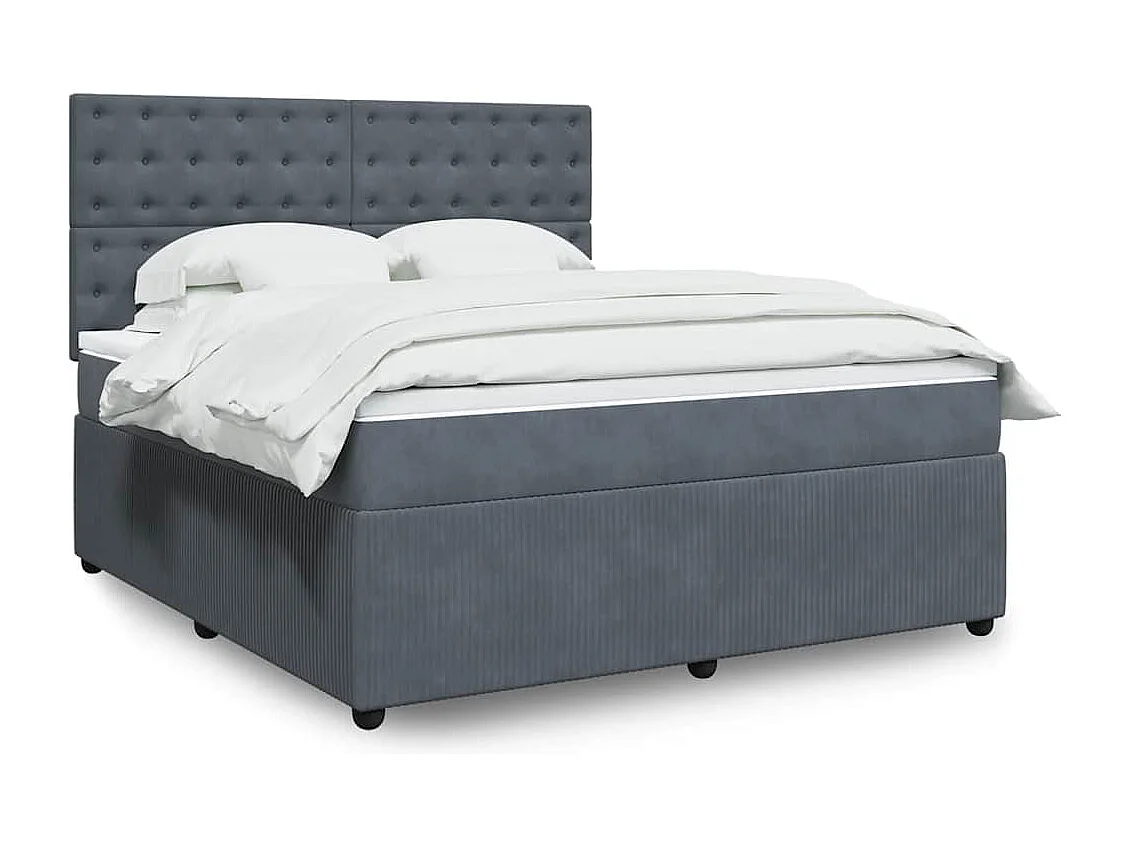 Boxspringbett mit Matratze Dunkelgrau 180x200 cm Samt