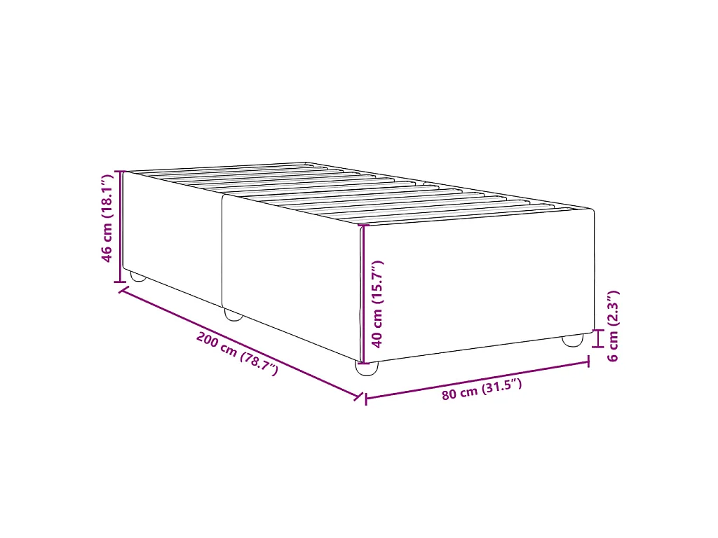Cadre de lit sans matelas crème 80x200 cm tissu