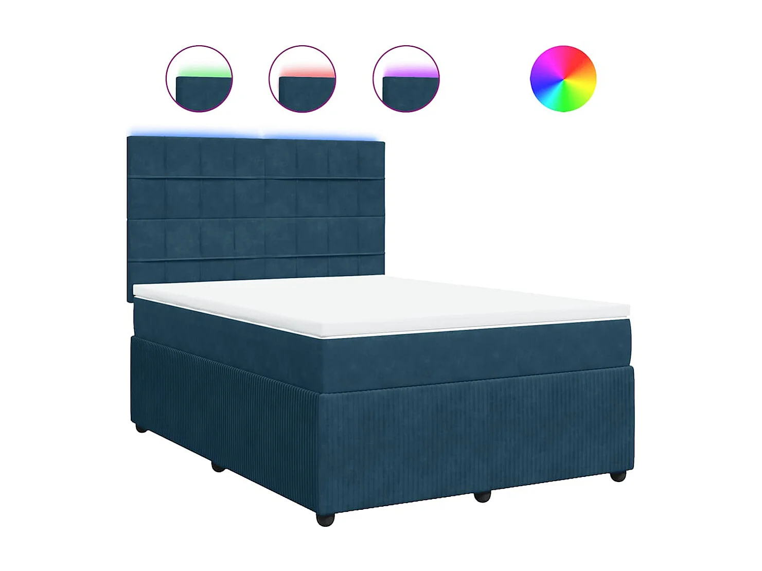 Boxspringbett mit Matratze Blau 160x200 cm Samt