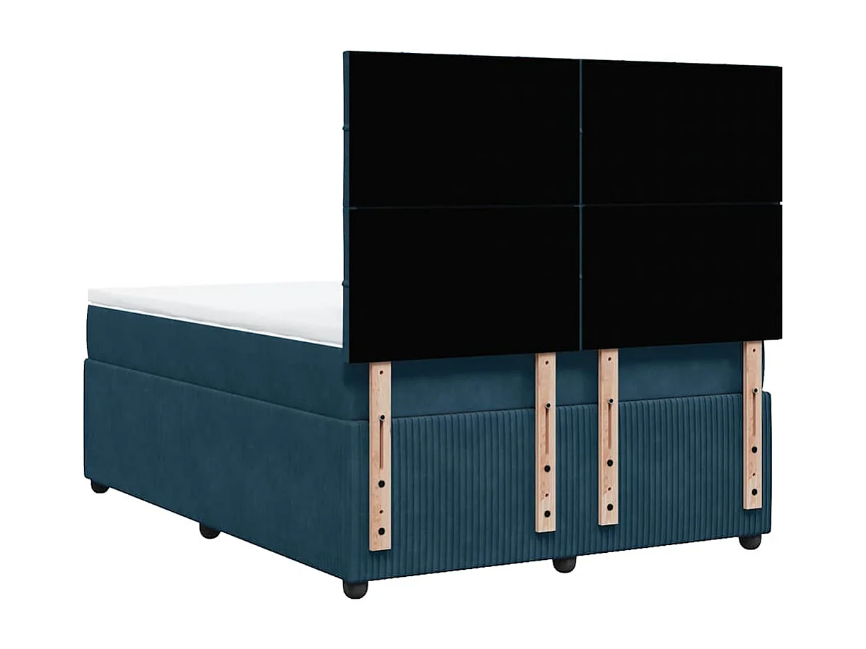 Boxspringbett mit Matratze Blau 160x200 cm Samt