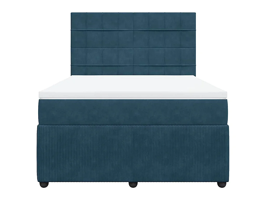 Cama com molas/colchão 160x200 cm veludo azul