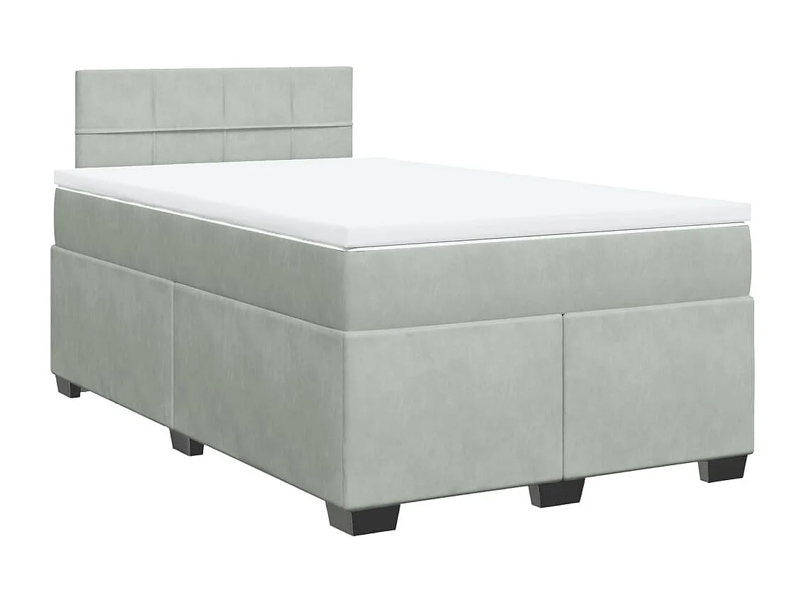 Cama box spring con colchón terciopelo gris claro 120x200 cm