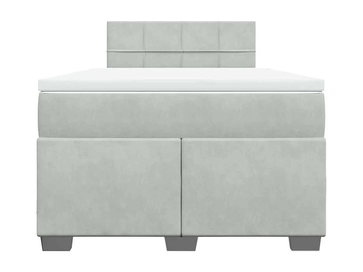 Cama box spring con colchón terciopelo gris claro 120x200 cm