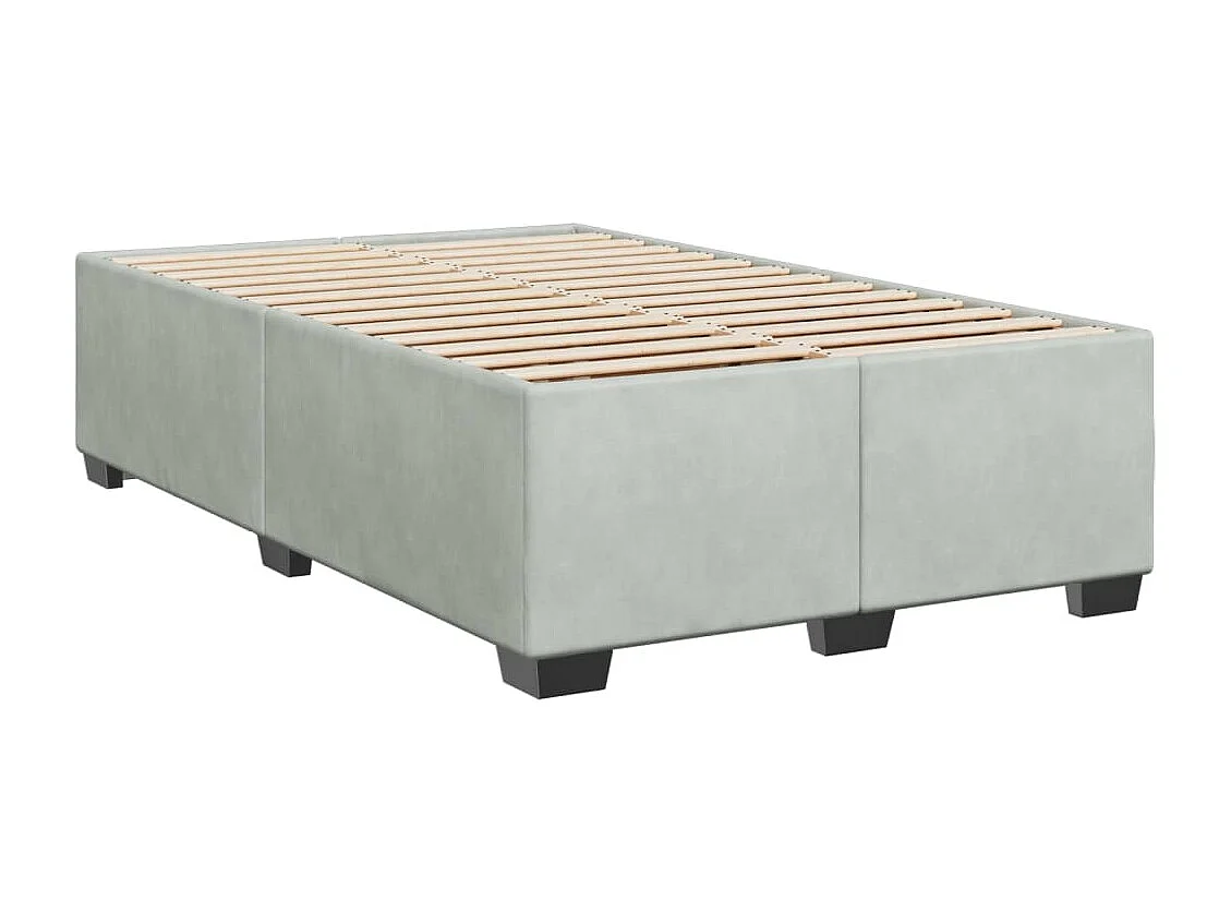 Cama box spring con colchón terciopelo gris claro 120x200 cm