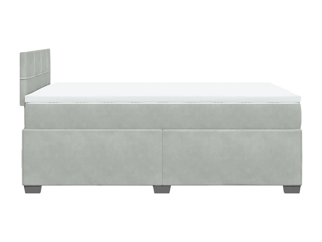 Cama box spring con colchón terciopelo gris claro 120x200 cm
