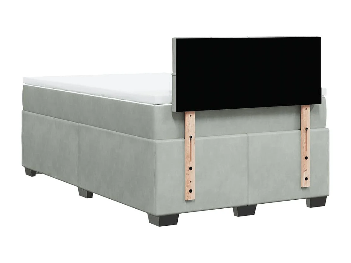 Cama box spring con colchón terciopelo gris claro 120x200 cm