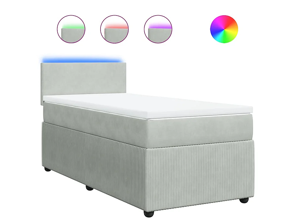 Boxspring met matras fluweel lichtgrijs 100x200 cm