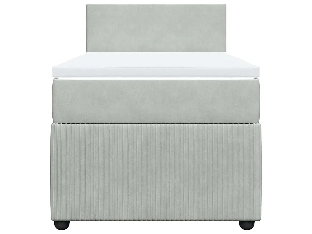Boxspring met matras fluweel lichtgrijs 100x200 cm