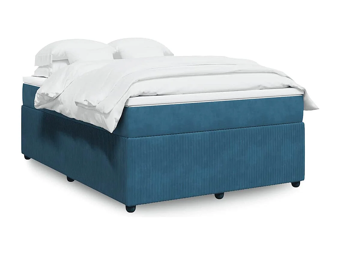 Boxspringbett mit Matratze Dunkelblau 160x200 cm Samt