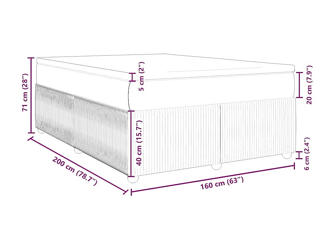 Boxspringbett mit Matratze Dunkelblau 160x200 cm Samt