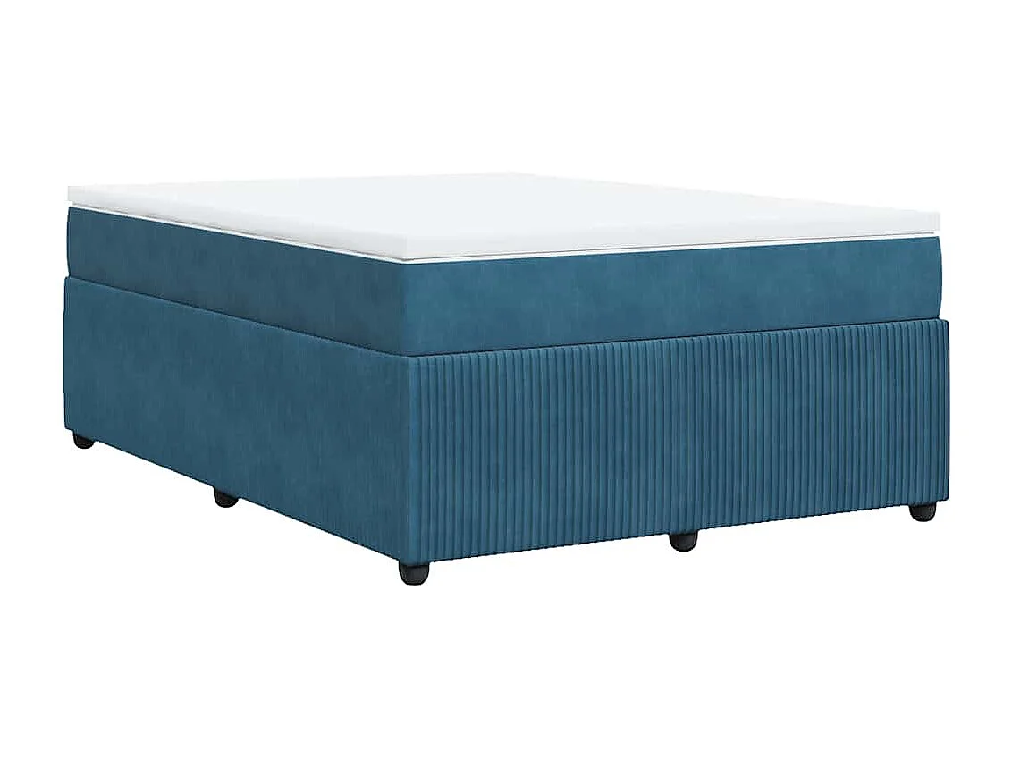 Boxspringbett mit Matratze Dunkelblau 160x200 cm Samt