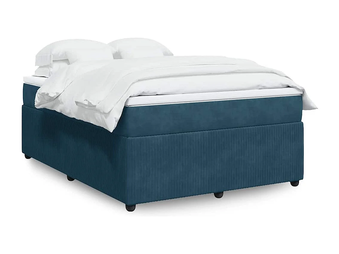 Sommier à lattes de lit et matelas Bleu foncé 160x200cm Velours