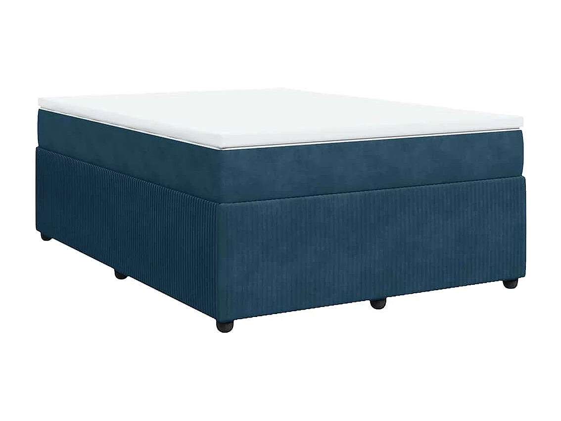 Sommier à lattes de lit et matelas Bleu foncé 160x200cm Velours