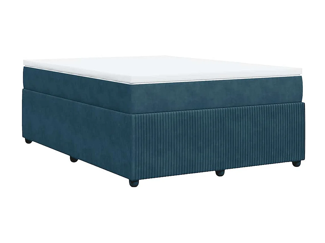 Sommier à lattes de lit et matelas Bleu foncé 160x200cm Velours