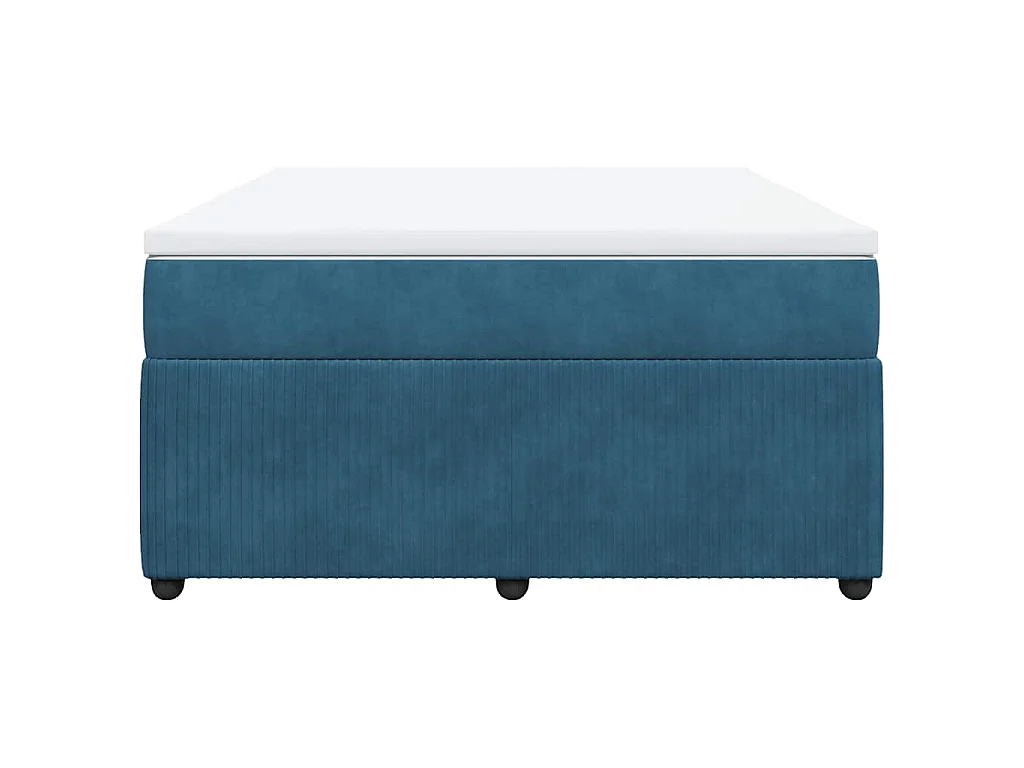 Giroletto a Molle con Materasso Blu Scuro 160x200 cm in Velluto
