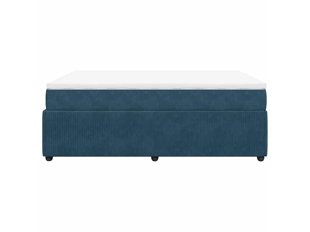Giroletto a Molle con Materasso Blu Scuro 160x200 cm in Velluto