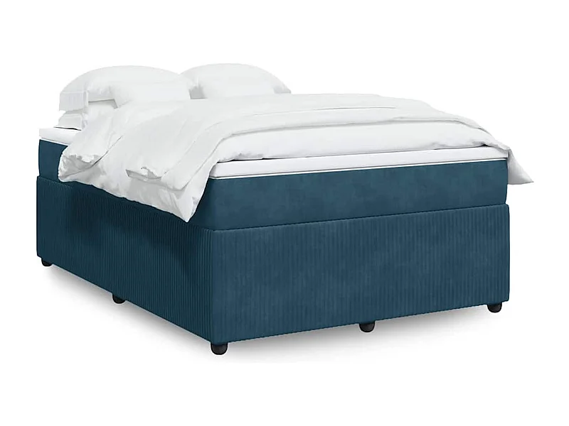 Boxspring met matras fluweel donkerblauw 160x200 cm