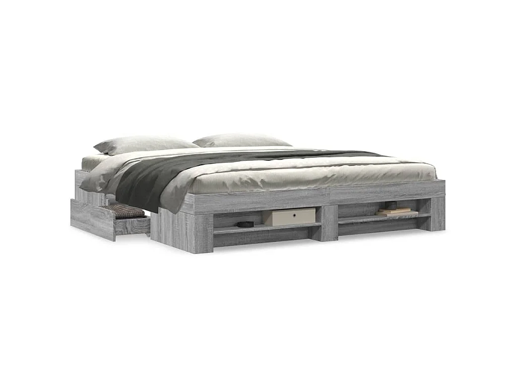 Cadre de lit sans matelas sonoma gris 180x200 cm