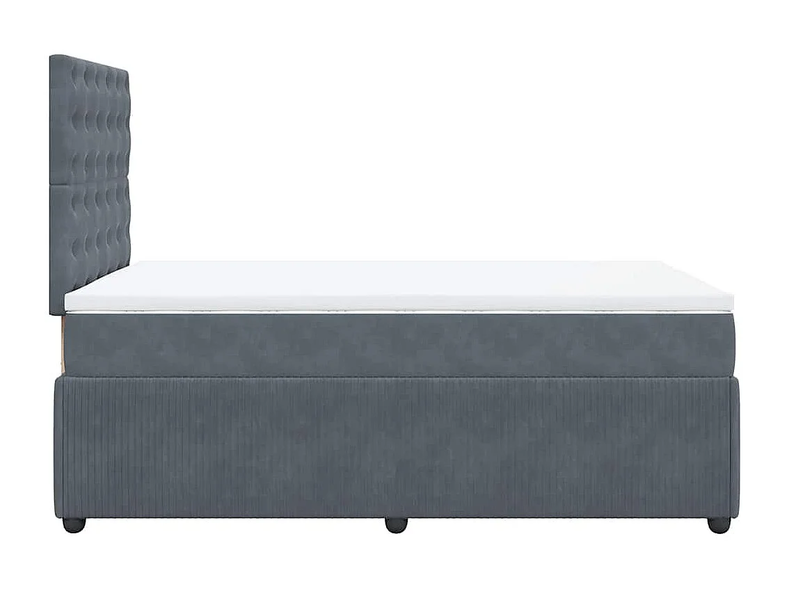 Giroletto a Molle con Materasso Grigio Scuro 120x190 cm Velluto