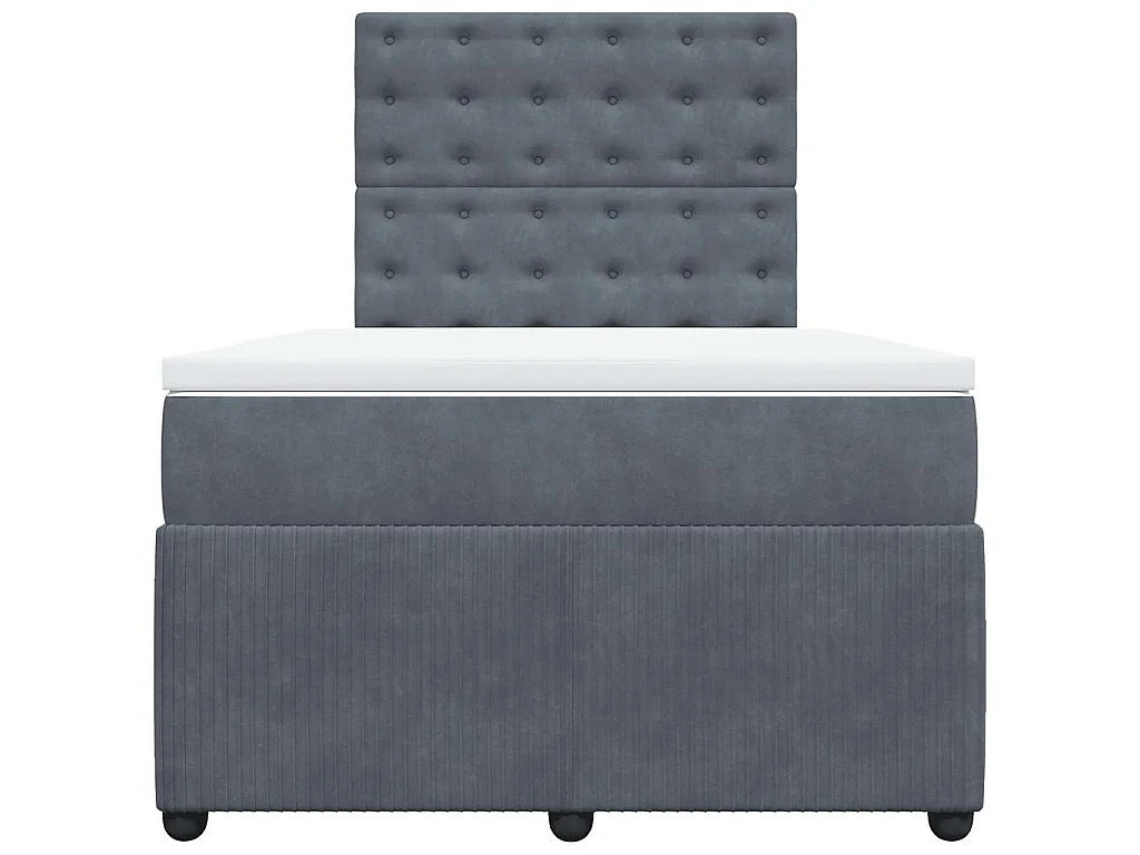 Cama box spring con colchón terciopelo gris oscuro 120x190 cm