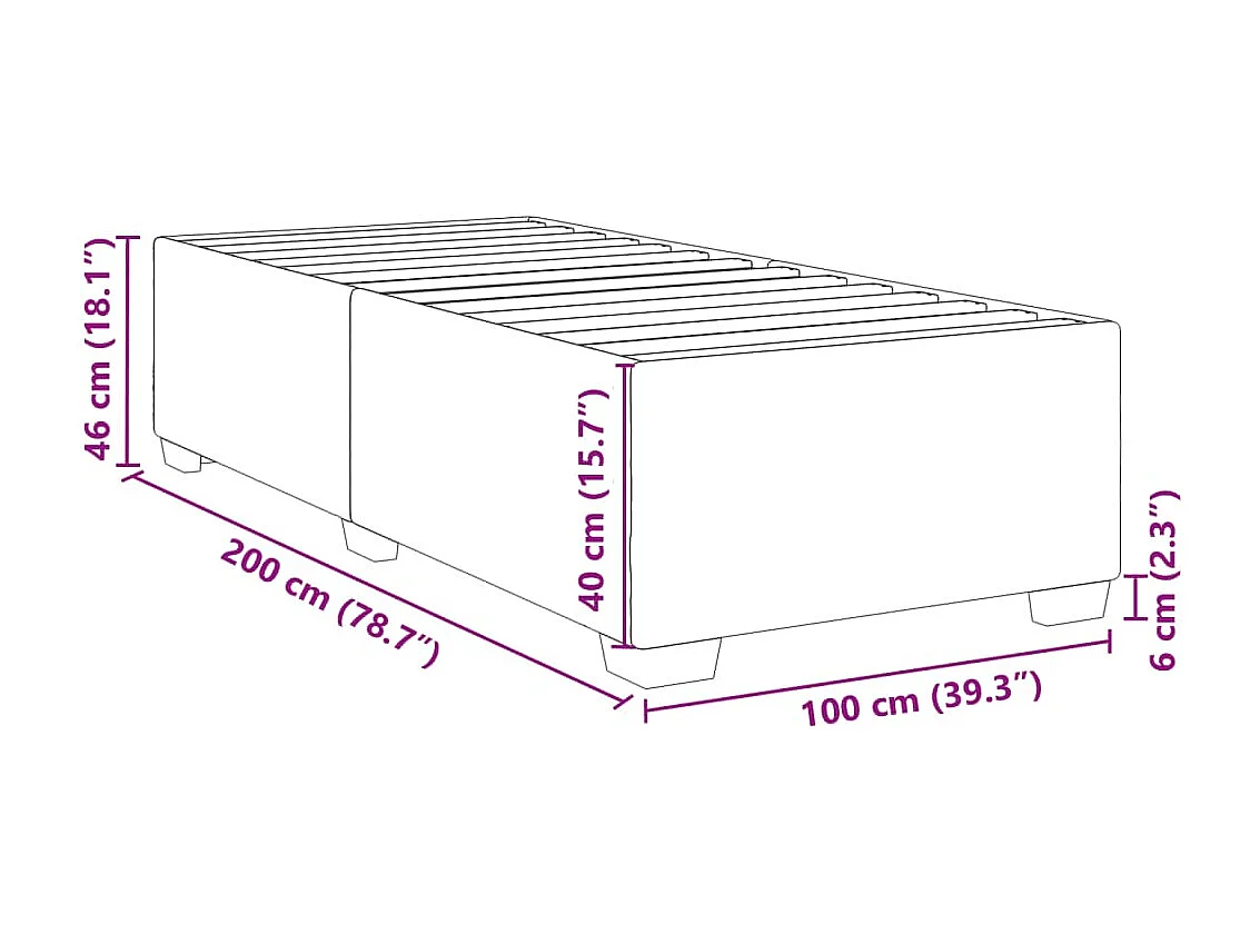 Giroletto senza Materasso Grigio Chiaro 100x200 cm Velluto