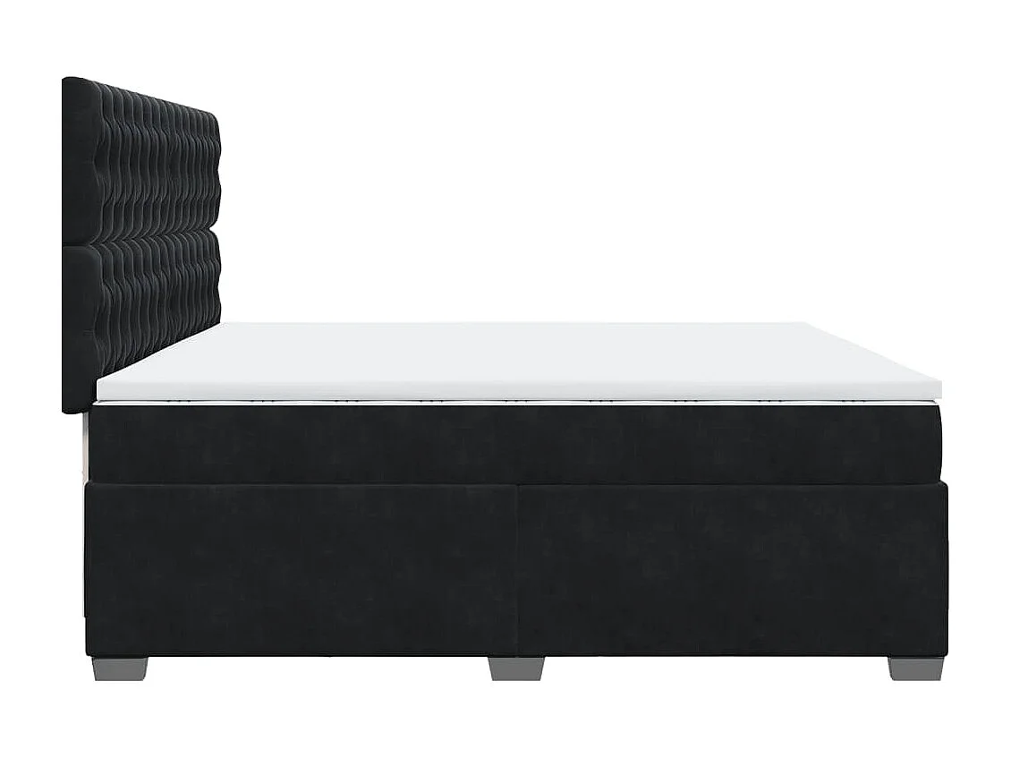 Sommier à lattes de lit et matelas Noir 200x200 cm Velours