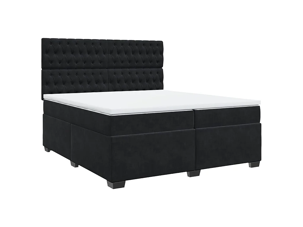 Cama box spring con colchón terciopelo negro 200x200 cm
