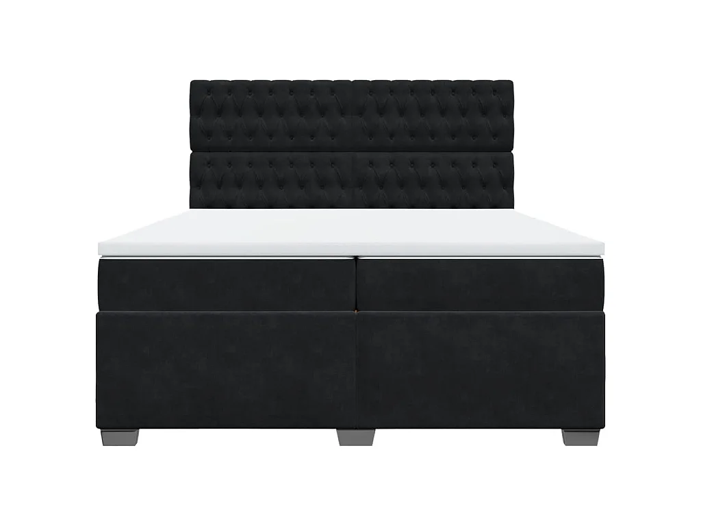 Cama box spring con colchón terciopelo negro 200x200 cm