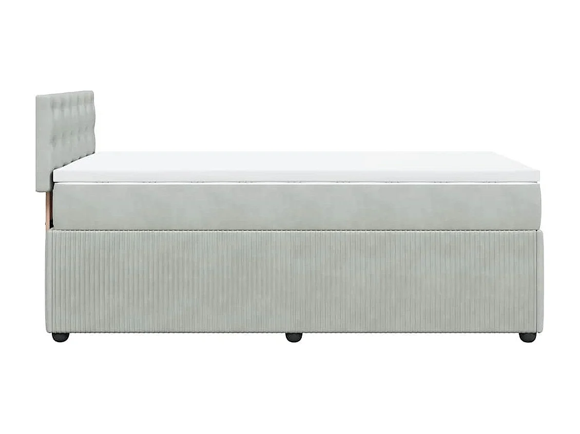 Cama com molas/colchão 90x190 cm veludo cinza-claro