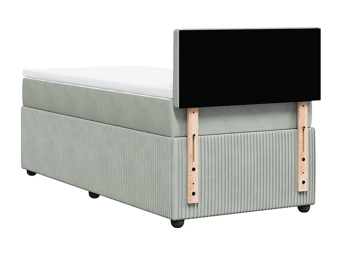 Cama com molas/colchão 90x190 cm veludo cinza-claro