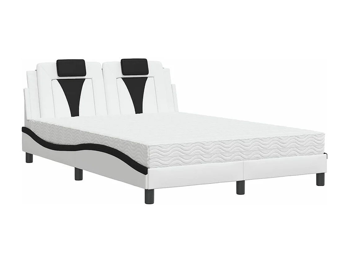 Lit Viana avec matelas blanc et noir 140x190 cm similicuir