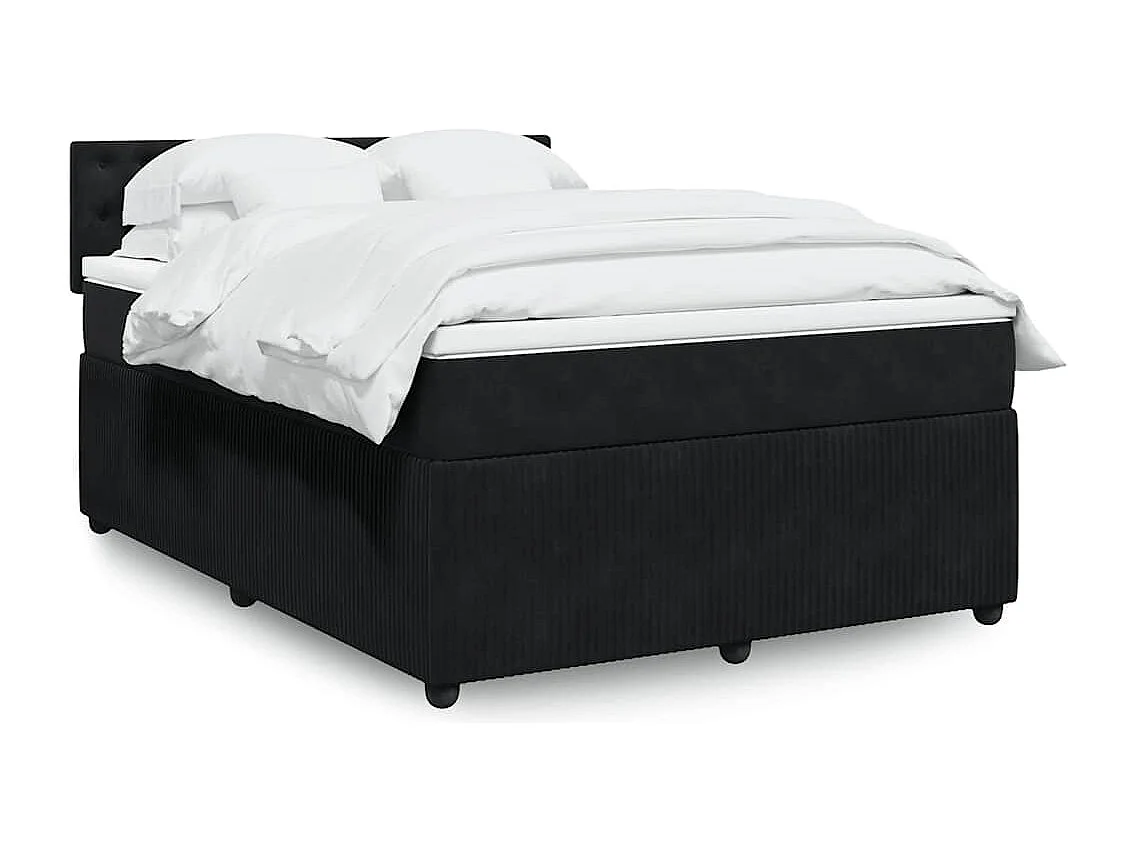 Sommier à lattes de lit avec matelas Noir 140x200 cm Velours