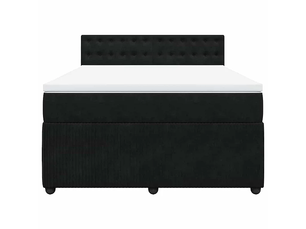Cama box spring con colchón terciopelo negro 140x200 cm