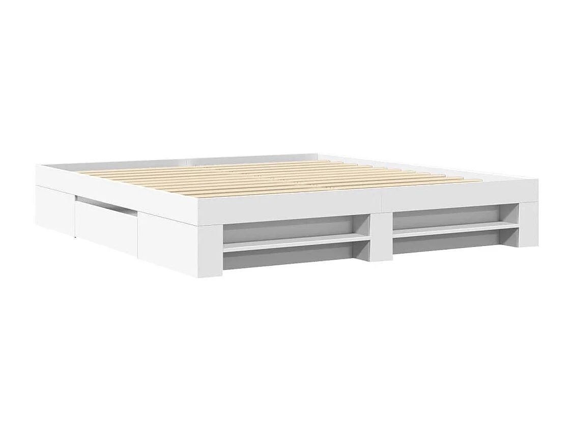Cadre de lit sans matelas blanc 200x200 cm bois d'ingénierie