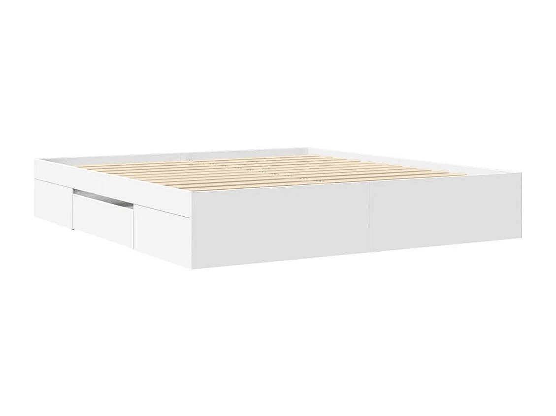 Cadre de lit sans matelas blanc 200x200 cm bois d'ingénierie